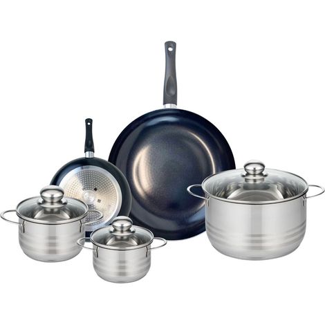 Ensemble de 2 Poêles de cuisson 20 et 32 cm et 3 faitouts 14, 16 et 24 cm Elo Prima Brillant (1/5)