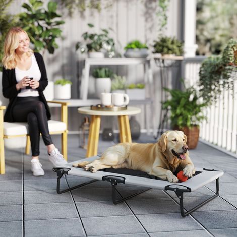 Lightweight Foldable Elevated Dog Bed for Large Breeds - Moisture Resistant Texteline Mesh for Comfort and Easy Cleaning, No Assembly Required