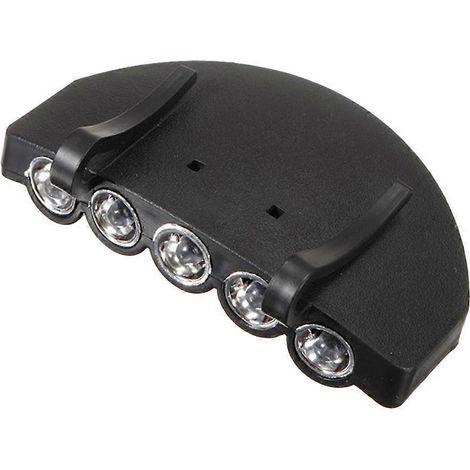 Lampe frontale à clip LED 5 LED pour chapeau, idéale pour la pêche, la randonnée, le camping, la chasse et les activités de plein air (noire)-Black (1/2)