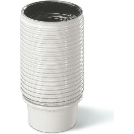 Scame portalampada e14 filettato bianco con camicia parzialmente filettata bianco 190.2000fgb