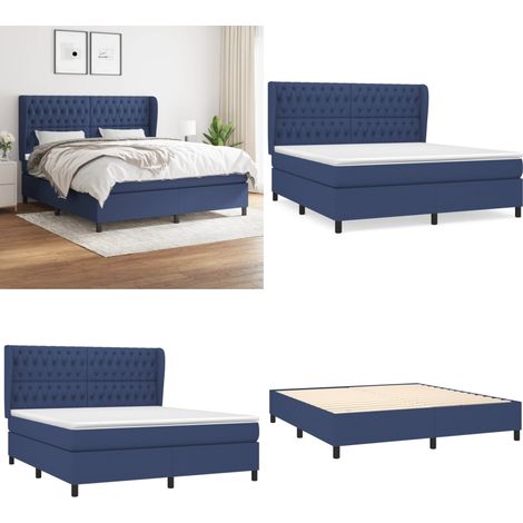 Boxspringbett mit Matratze Blau 180x200 cm Stoff - Boxspringbett - Doppelbett - Schlafraum - Blau - Bettauflage - Home & Living (1/5)