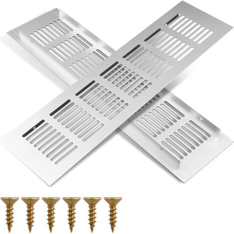 2 Pièces Grille Aération Aluminium Blanc 80x300mm, Grille Ventilation Rectangulaire pour Porte ou Armoire, Grilles d'Aération Avec Trous de Fixation pour Meubles, Cuisine et Réfrigérateur (1/5)