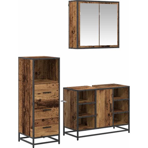 Maison Exclusive - Juego de muebles de baño con cajón 3 pcs Mader
