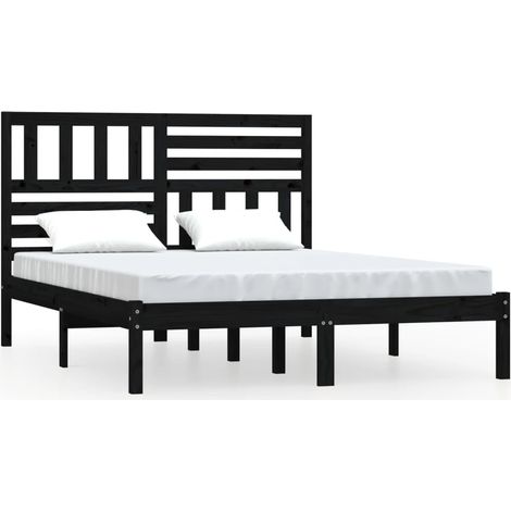 Maison Exclusive - Cadre de lit sans matelas noir bois de pin massif 140x190 cm