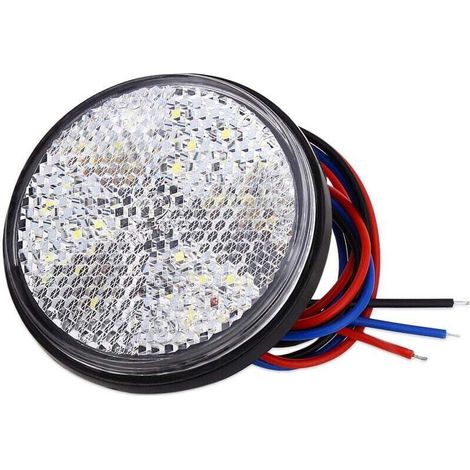 UlisemFeux de Remorque LED, 12V Feu Arriere pour Remorque 2PCS remorque Voiture Feu de Freinage Réflecteur Rond LED Feu de Gabarit LED pour Camion de Moto Automobile (Blanc，2pcs) (1/4)