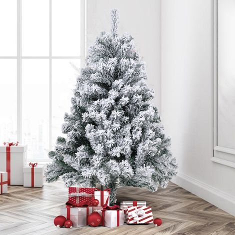 Randaco 120cm künstlicher Weihnachtsbaum und weißem Schnee, für Weihnachten-Dekoration, Feuerbeständig, wiederverwendbare (1/4)