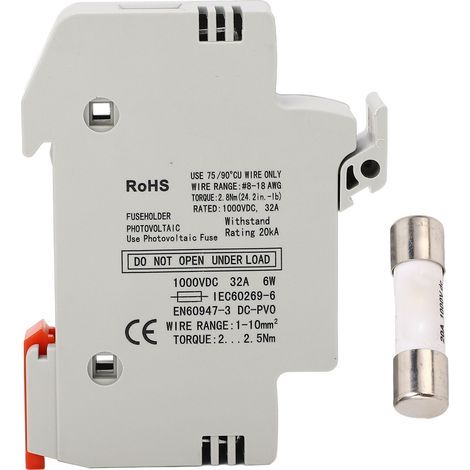 1P 32A 1000VDC Solar-PV-Sicherungshalter, 20A Photovoltaik-Kit zum Schutz vor Kurzschlüssen (1/5)