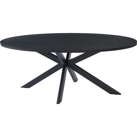 Vente-Unique – Table extensible 8 personnes placage chêne et métal – Noir – Dimensions 200x100 cm – Charge max 75 kg – À monter soi-même (1/5)