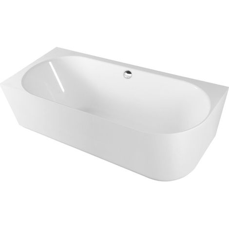 SUSSI L Baignoire d'angle sur pied en fonte de marbre 150x70x49,5cm, blanc (1/5)