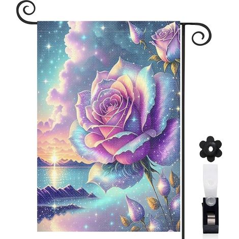 Drapeau de jardin extérieur décoration pour maison de campagne toile résistante double face 30 x 45 cm pour entrée maison (1/5)