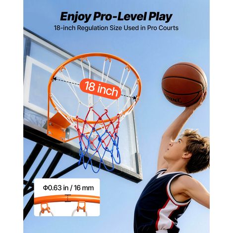 Panier de Basket Diamètre Extérieur 483 mm Cerceau de Basket-ball en Acier au Carbone avec Filet But de Basket-ball Mural Pièce de… (1/5)