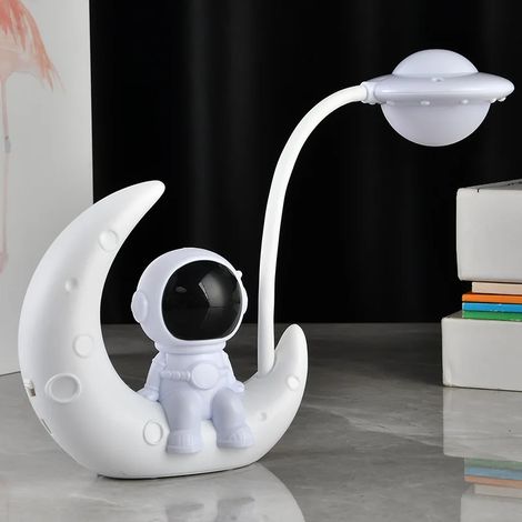 Lampe de bureau LED rechargeable (blanche) Créative Lune Astronaute Veilleuse Lampe de lecture Lune Créative (1/5)