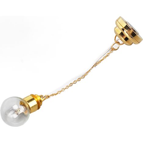 Lustre miniature en verre à l'échelle 1:12, une seule tête, éclairage doux, lampe de plafond dorée pour maison de poupée (1/5)