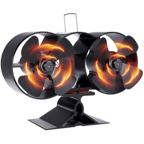 Ventilateur Poele à bois Double Moteur à Double Tête,Démarrage à Basse Température, Ventilateur de Poêle à bois Respectueux de l'environnement et à Faible Bruit,pour Poêle à Bois/Cheminée (1/5)