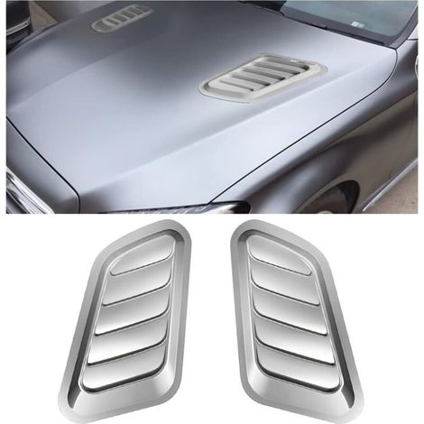 Garniture d'aile d'aération de Capot, Voiture ABS Décoratif Débit d'air Admission Scoop Capot Modifié Couverture Accessoires pour Voiture (Argent) (1/5)