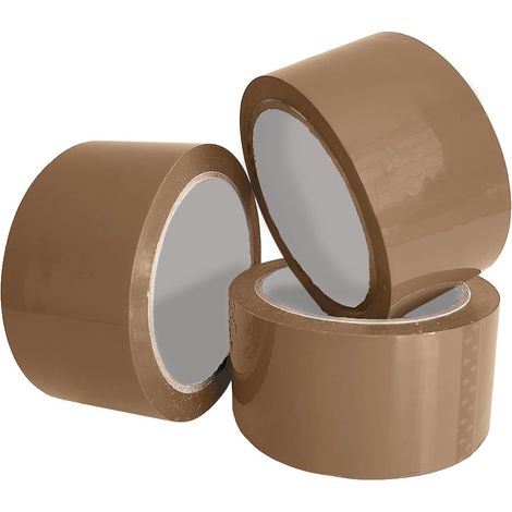 Ruban adhésif d'emballage 10 m x 48 mm - Ruban adhésif pour colis et cartons d'expédition - Marron, 6 rouleaux