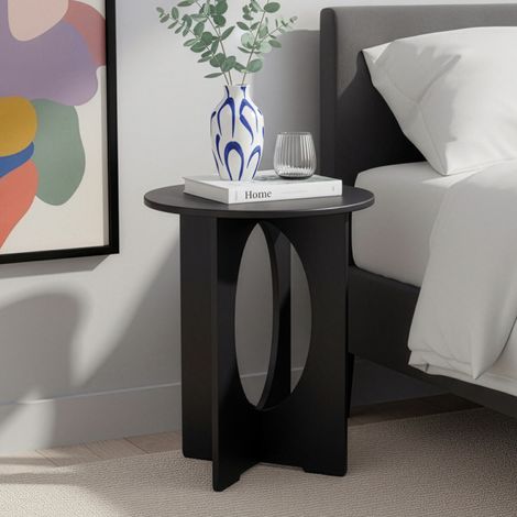 Beistelltisch Podeldsvin rund 49x40 cm Schwarz [en.casa]