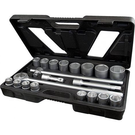 Outile – Coffret cliquet et douilles 21 pièces 3/4'' – 16 douilles de 19 à 50mm – Cliquet réversible 500mm – Mallette en PVC (1/5)