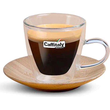Set 2 tazzine caffè espresso con piattino in bamboo
