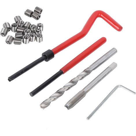 Kit de réparation de filetage M6, 25 pièces, avec taraud et foret pour réparer les filetages endommagés (1/5)