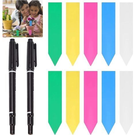 ALLIANDISLot de 500 Étiquettes pour plantes, PVC résistant, 5 couleurs, avec 2 feutres, pour jardin et potager (1/5)