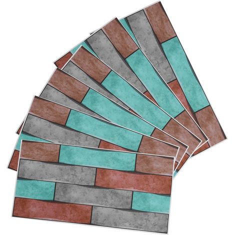 6Pcs Autocollant Mural Motif Briques Coloré Imperméable Papier Peint Autoadhésif Décoration Maison (1/5)