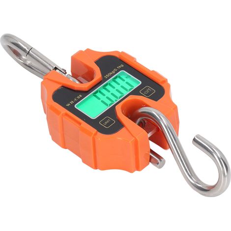 Balance numérique suspendue orange, portable, étanche, mini-balance à grue pour la pêche, 0,2 kg à 250 kg. Unités de mesure variées. (1/5)