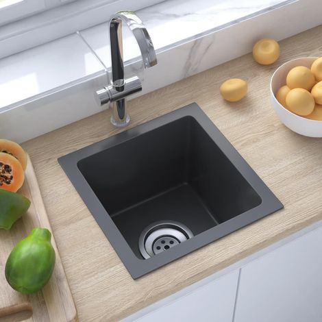Chic Évier, Evier 1 bac,Lavabo de Cuisine fait main Noir Acier inoxydable -12946 (1/5)