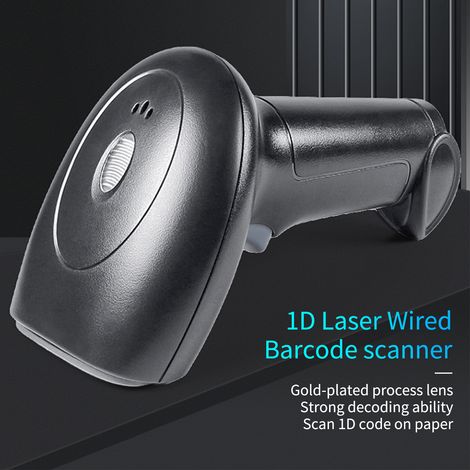 Lecteur de codes-barres USB 1D portable filaire avec support pour codes papier, compatible avec Windows, Android et Linux, idéal pour les supermarchés, bibliothèques, librairies, la logistique et le c (1/3)
