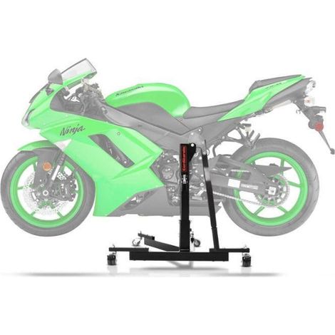 Zentralheber Motorrad - ConStands Power-Evo - Kompatibel mit Kawasaki ZX-6R 07-08 - Tragfähigkeit 300 kg - Doppelte Rollen