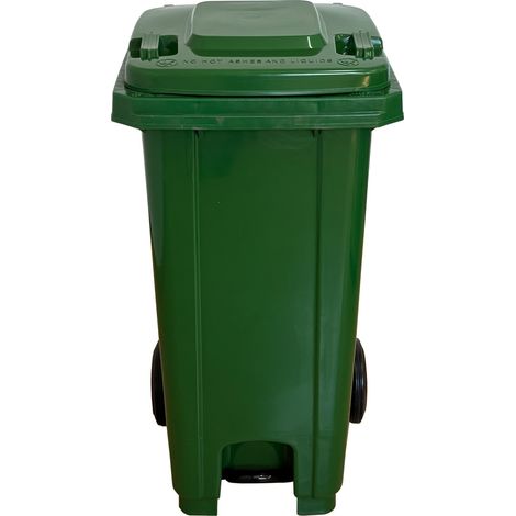 Contenedor de Basura 120 Litros Verde con Pedal Metálico y Ruedas. Alta Resistencia 48 kg (1/5)