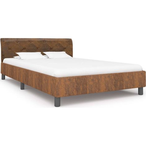 Maison Exclusive - Bettgestell Braun Wildleder-Optik 120 × 200 cm (1/5)