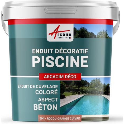 Décoration, piscine, enduit de cuvelage, finition béton ciré : Arcacim déco - 8 m² Rocou Orange Cuivre - ARCANE INDUSTRIES