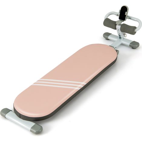 Banc d'abdominaux rose en métal avec angles réglables, longueur ajustable, coussin rembourré et pliable pour maison et fitness (1/5)