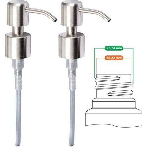 Ersatzpumpe für Flüssigseifenspender – Edelstahl, XU, gebürstete Oberfläche, 2 Stück – 24 mm, Sunburst – KZQ (1/4)
