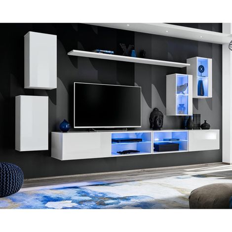 Ensemble Meuble TV Design "Switch XXV" 280cm Blanc (1/4)