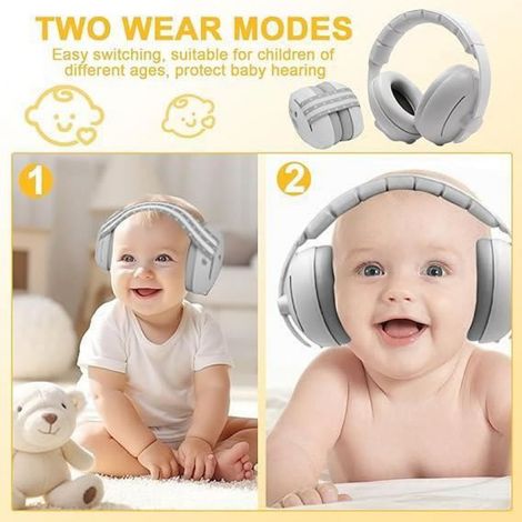 Casque Anti Bruit Bébé, 2 en 1 Casque Anti Bruit Enfant Confortable et Réglable, Protection Auditive pour Bébés Jusqu'à 48 Mois, (1/4)