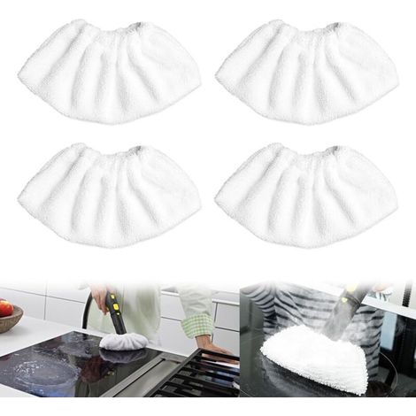Lot de 4 housses en microfibre blanches pour nettoyeur vapeur Karcher SC2 SC3 SC4 SC5 (1/5)