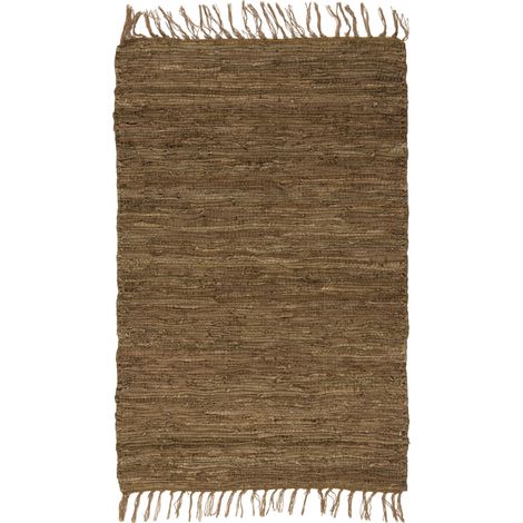 STAIRS - Tapis en cuir tressé taupe 60x90 (1/3)