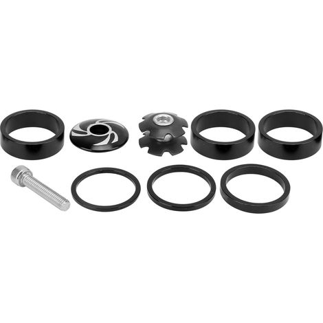 6 Pièces Entretoises de Direction en Alliage d'Aluminium pour Vélo de Montagne, Spacers de Potence Noirs (1/5)