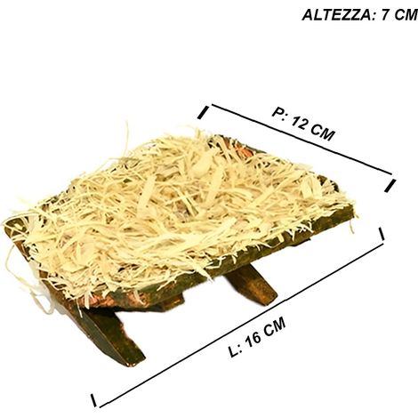 Culla legno  Vuota letto in Paglia per Bambin Gesù 3 Misure Presepe Natale - MISURA: piccola