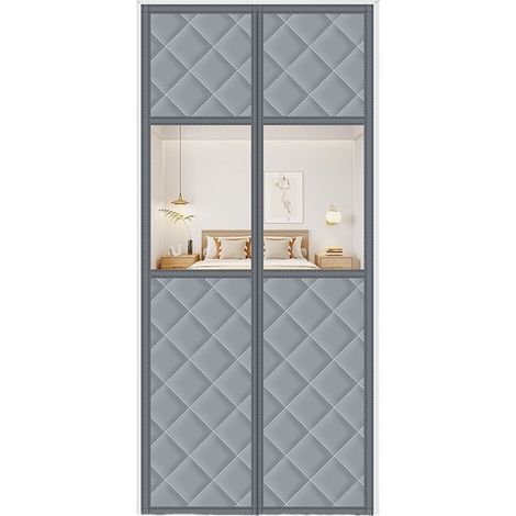 Rideau Thermique Isolant Anti Froid Imperméable Thermique Isolation Porte Avec Magnétique Coupe-vent - Économie d'énergie - 80 x 200 cm - Gris