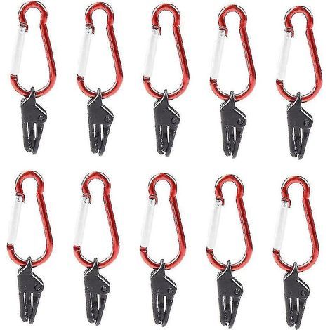 Windbeständige Befestigungsclips für Markisen und Planen mit Karabinerhaken, 10-teiliges schwarzes Set für Markisen, Wohnwagen, Zelte und andere Campingunterkünfte. (1/5)