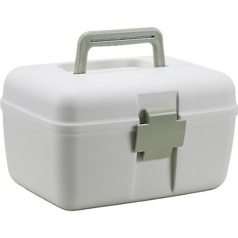Armoire à pharmacie multifonctionnelle portable pour la maison, boîte de rangement à double compartiment pour médicaments - Couleur verte (1/3)