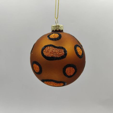 BDN VERRE 80MM MARRON LEOPARD - Feeric lights & christmas
