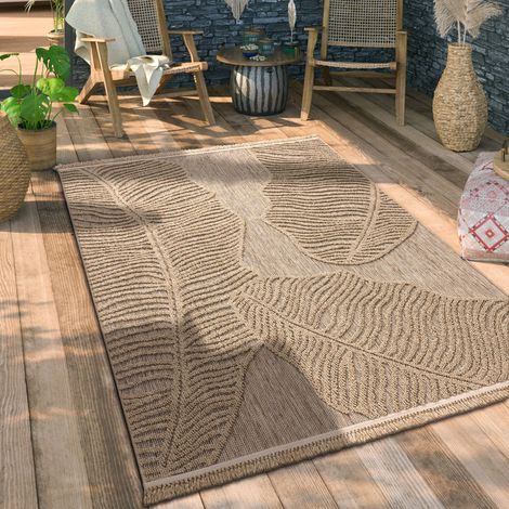 Paco Home Alfombra Salon De Habitacion Cocina Exterior Terraza Boho Floral Flecos Beige 160x220 cm (1/5)
