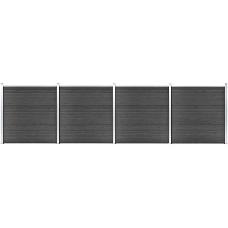 Ensemble de panneau de clôture Clôtures de jardin WPC 699x186 cm Noir 66413 (1/5)