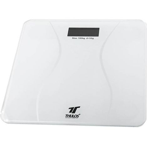 Báscula Digital de baño, plataforma de vidrio templado blanco Thulos, capacidad máx. 180 Kg