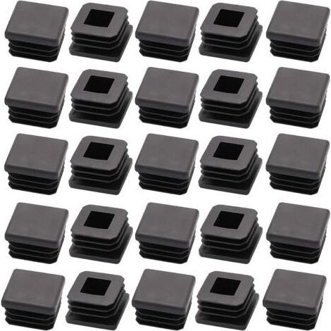 Lot de 25 bouchons en plastique pour tube en acier de 2,5 cm, patins de chaise, embouts de tube, bouchons en plastique, embouts en plastique, bouchon carré, bouchon carré en plastique (1/4)