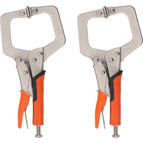 Jeu de pinces de serrage C de verrouillage, 2 pièces, visage robuste pour le travail du bois avec tampons rotatifs pour le soudage des trous de poche, menuiserie 9 pouces (1/5)